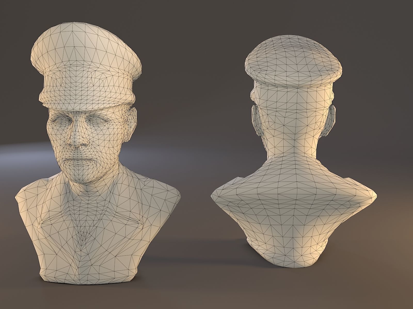 Erwin Rommel Bust Low Poly Low-poly 3D model_22