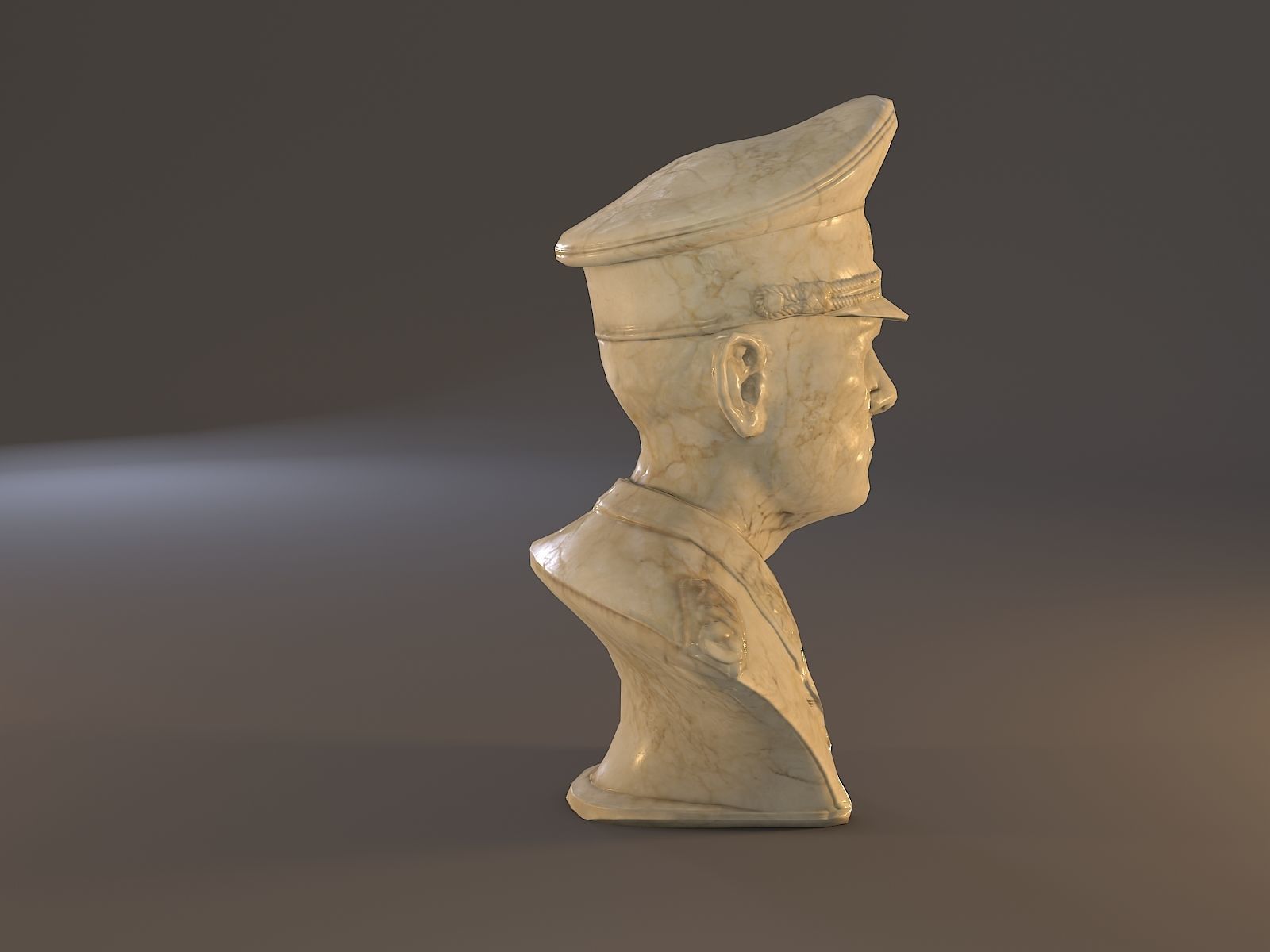 Erwin Rommel Bust Low Poly Low-poly 3D model_7