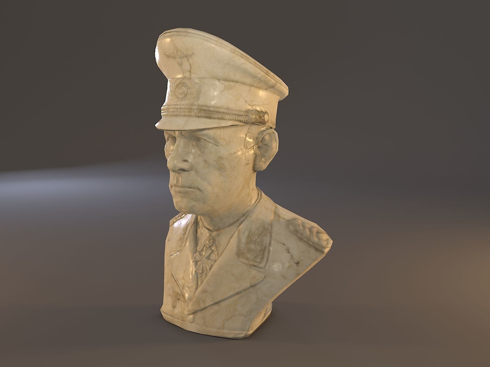 Erwin Rommel Bust Low Poly Low-poly 3D model_1