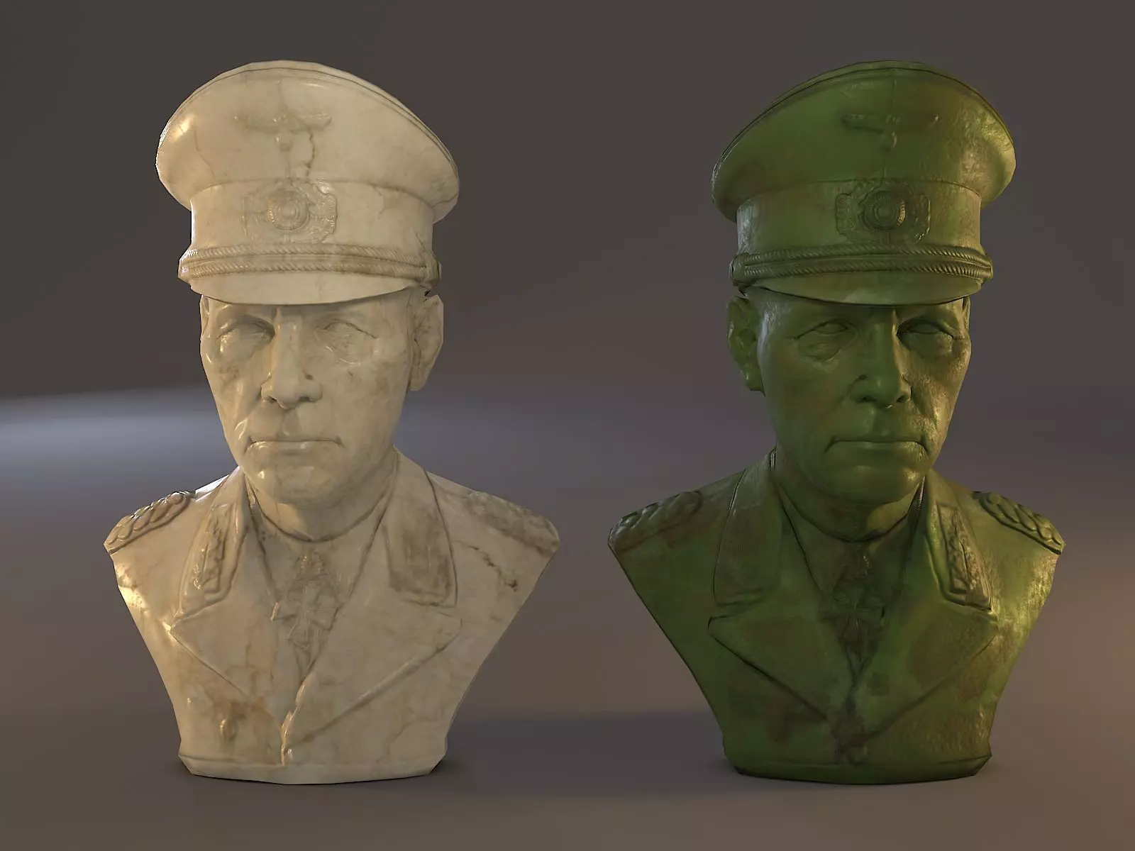Erwin Rommel Bust Low Poly Low-poly 3D model_0