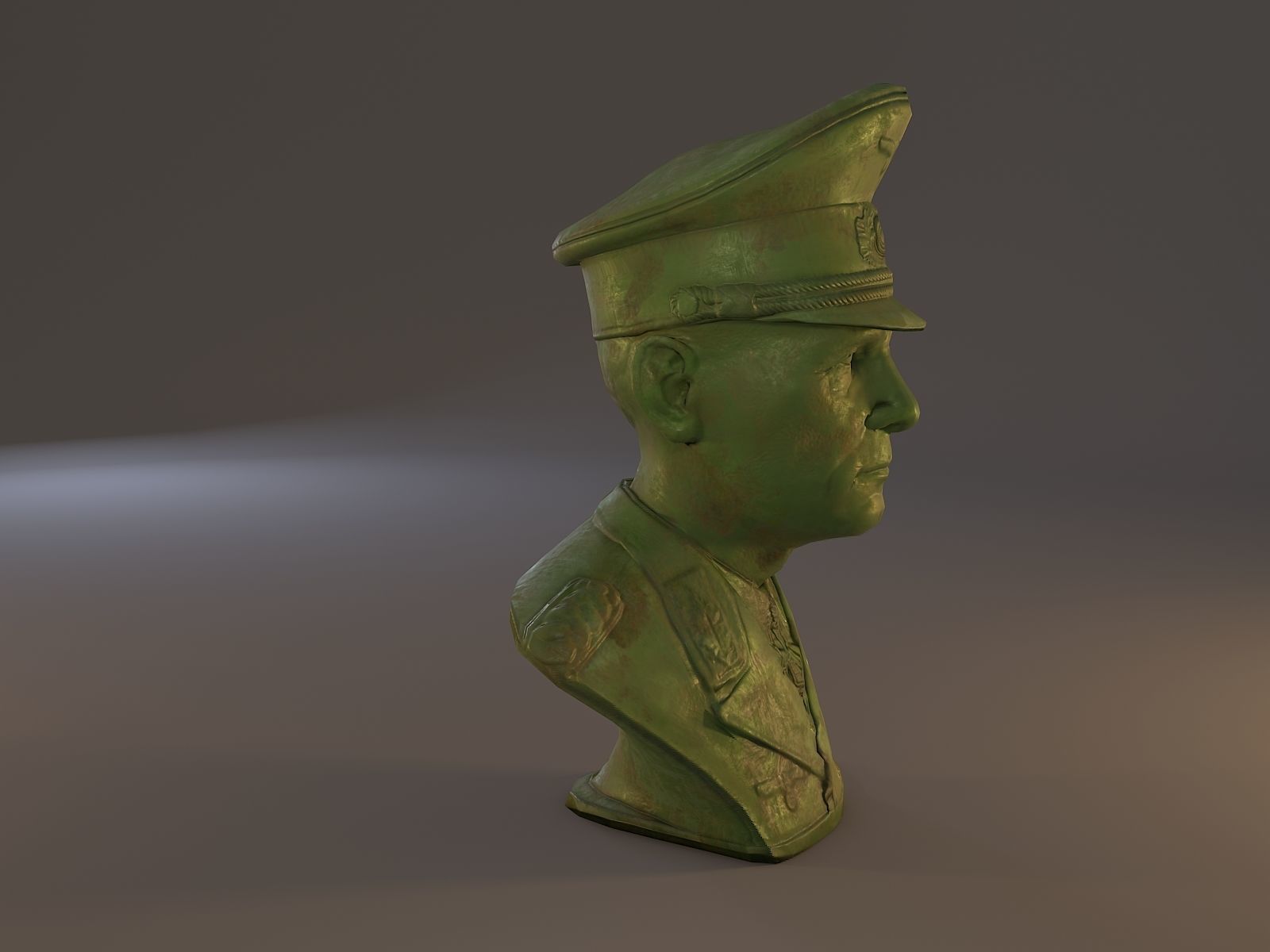 Erwin Rommel Bust Low Poly Low-poly 3D model_30