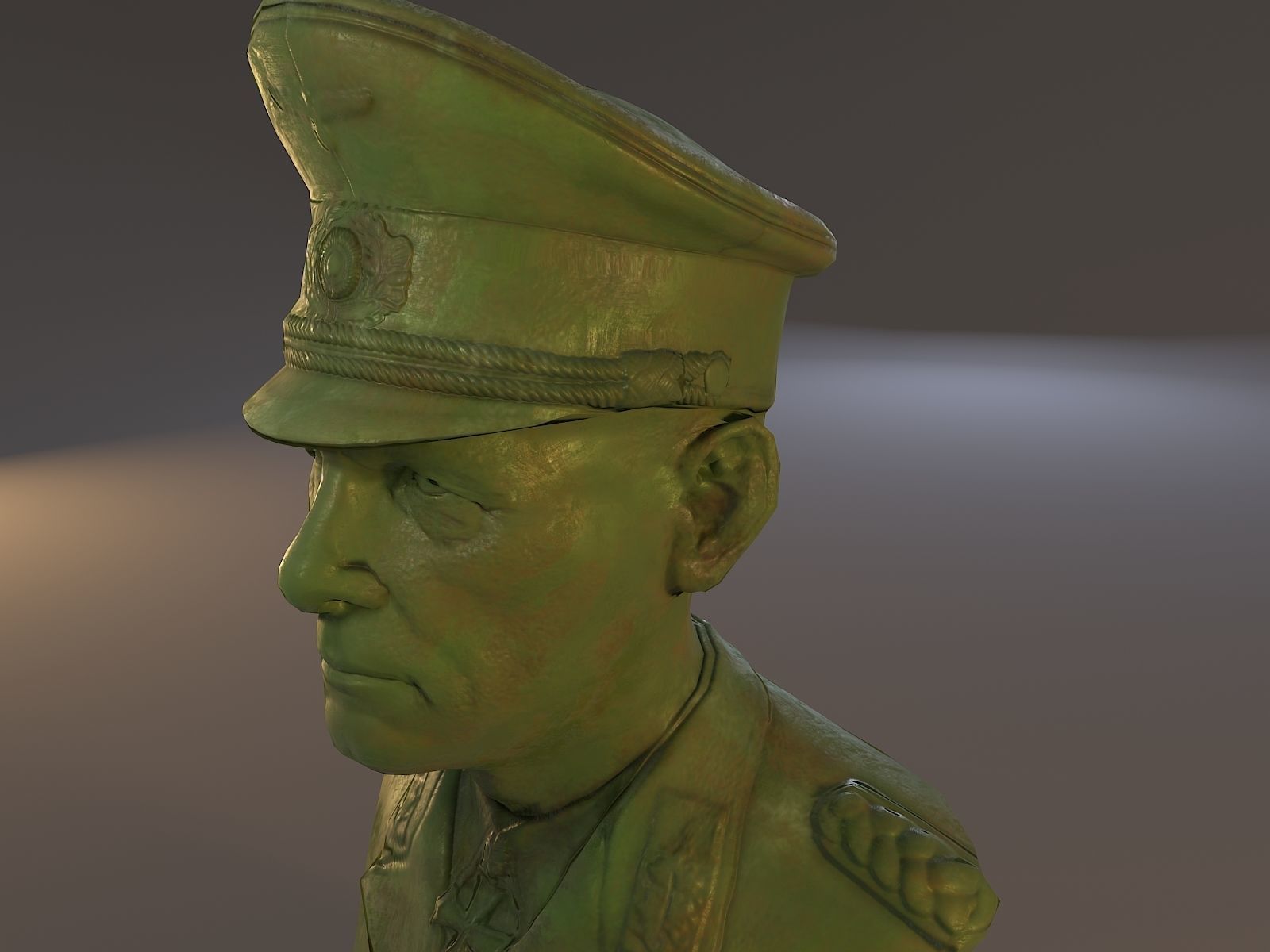 Erwin Rommel Bust Low Poly Low-poly 3D model_39