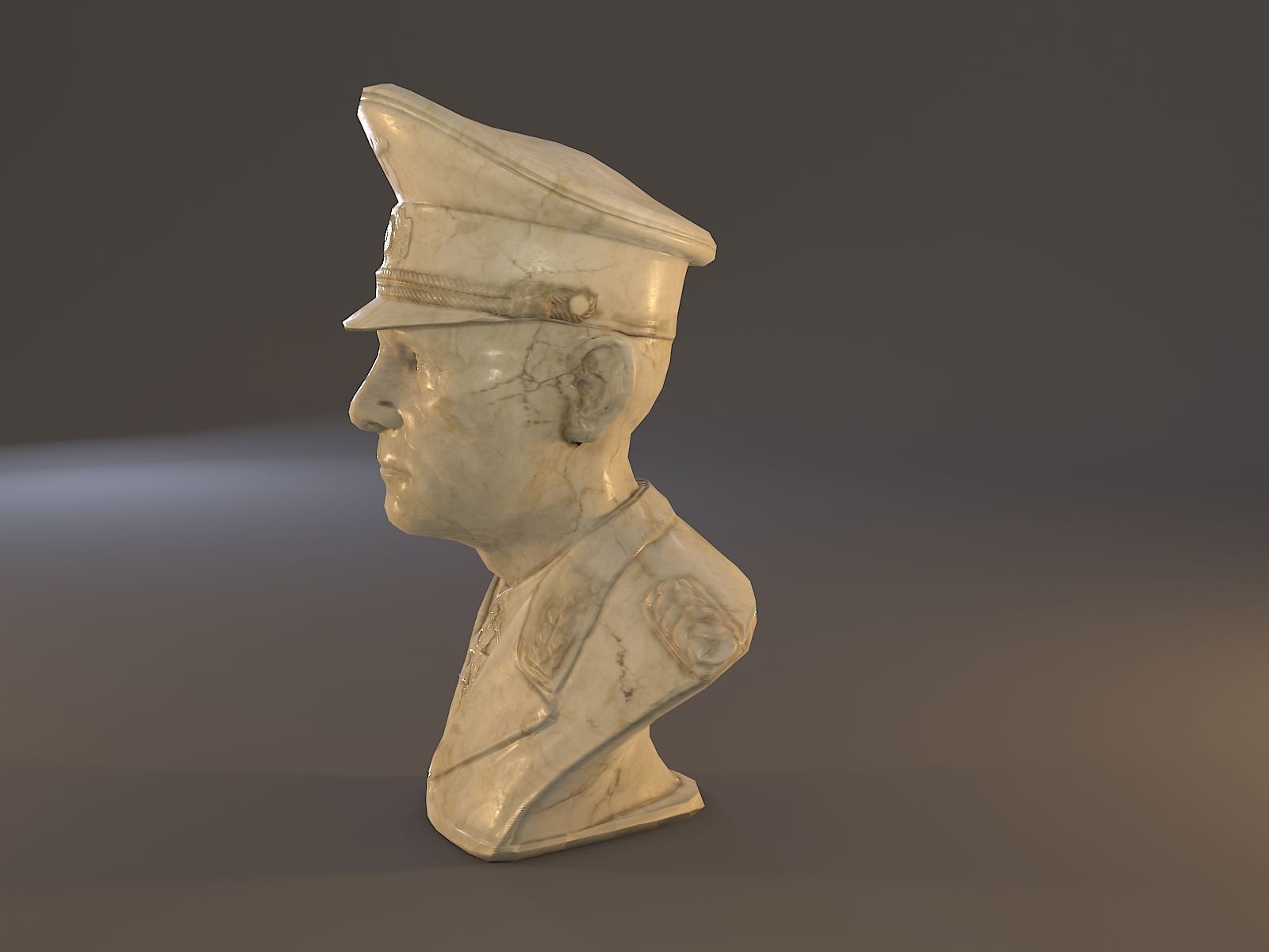 Erwin Rommel Bust Low Poly Low-poly 3D model_2