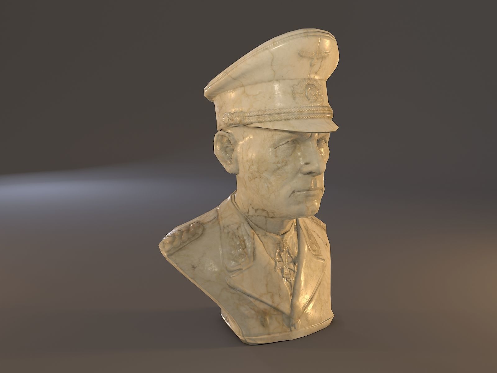 Erwin Rommel Bust Low Poly Low-poly 3D model_9