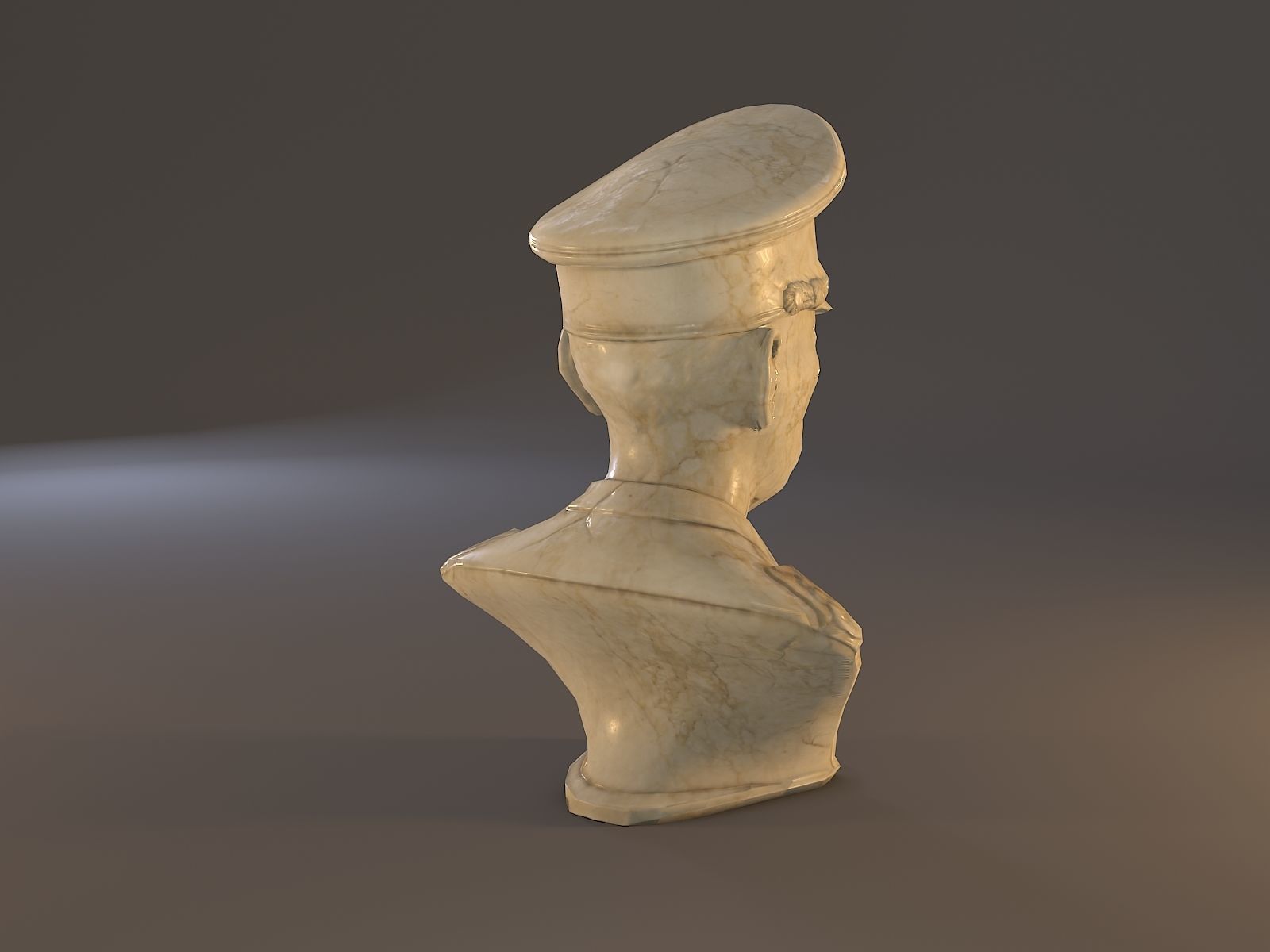 Erwin Rommel Bust Low Poly Low-poly 3D model_6