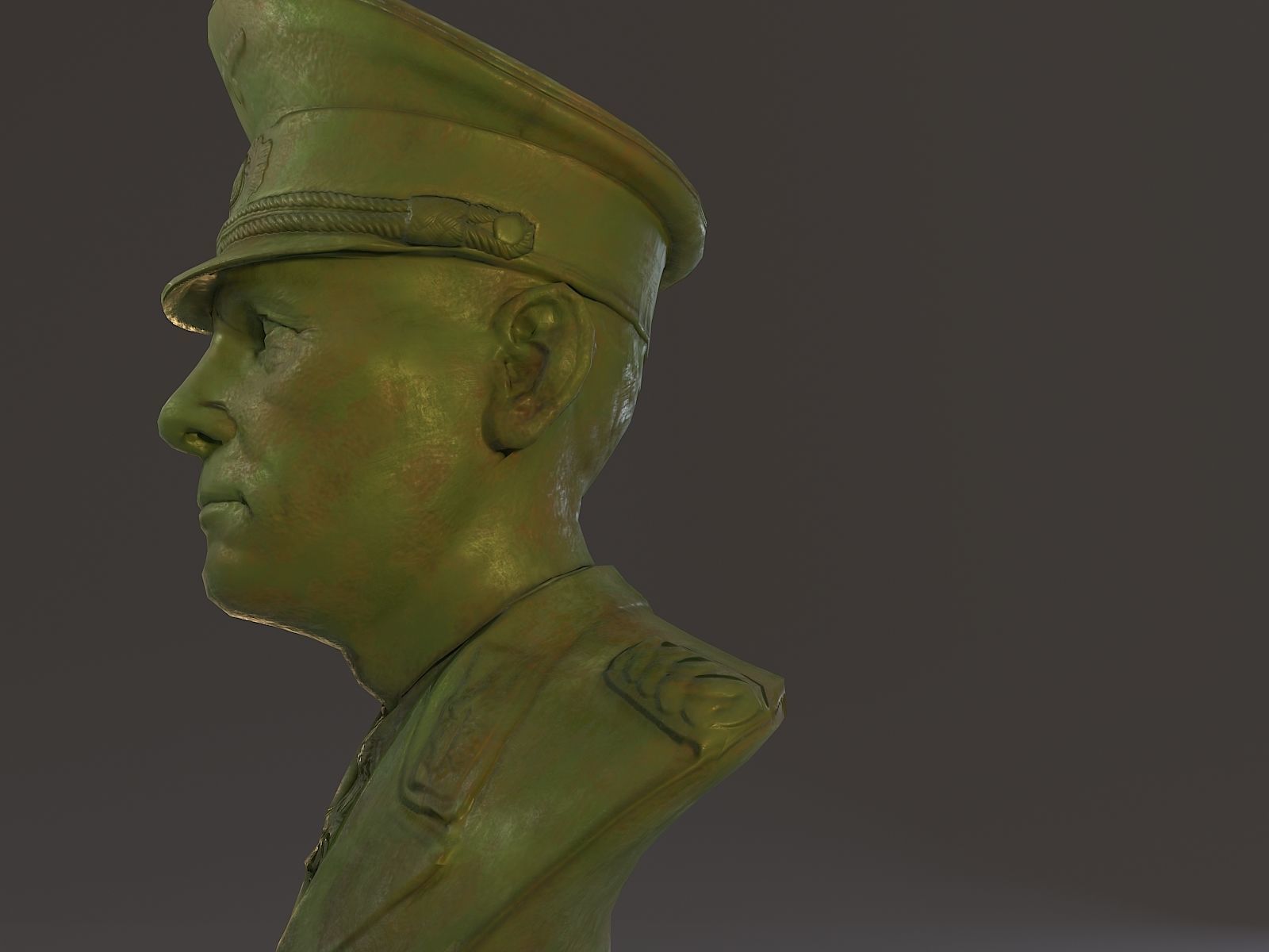 Erwin Rommel Bust Low Poly Low-poly 3D model_38