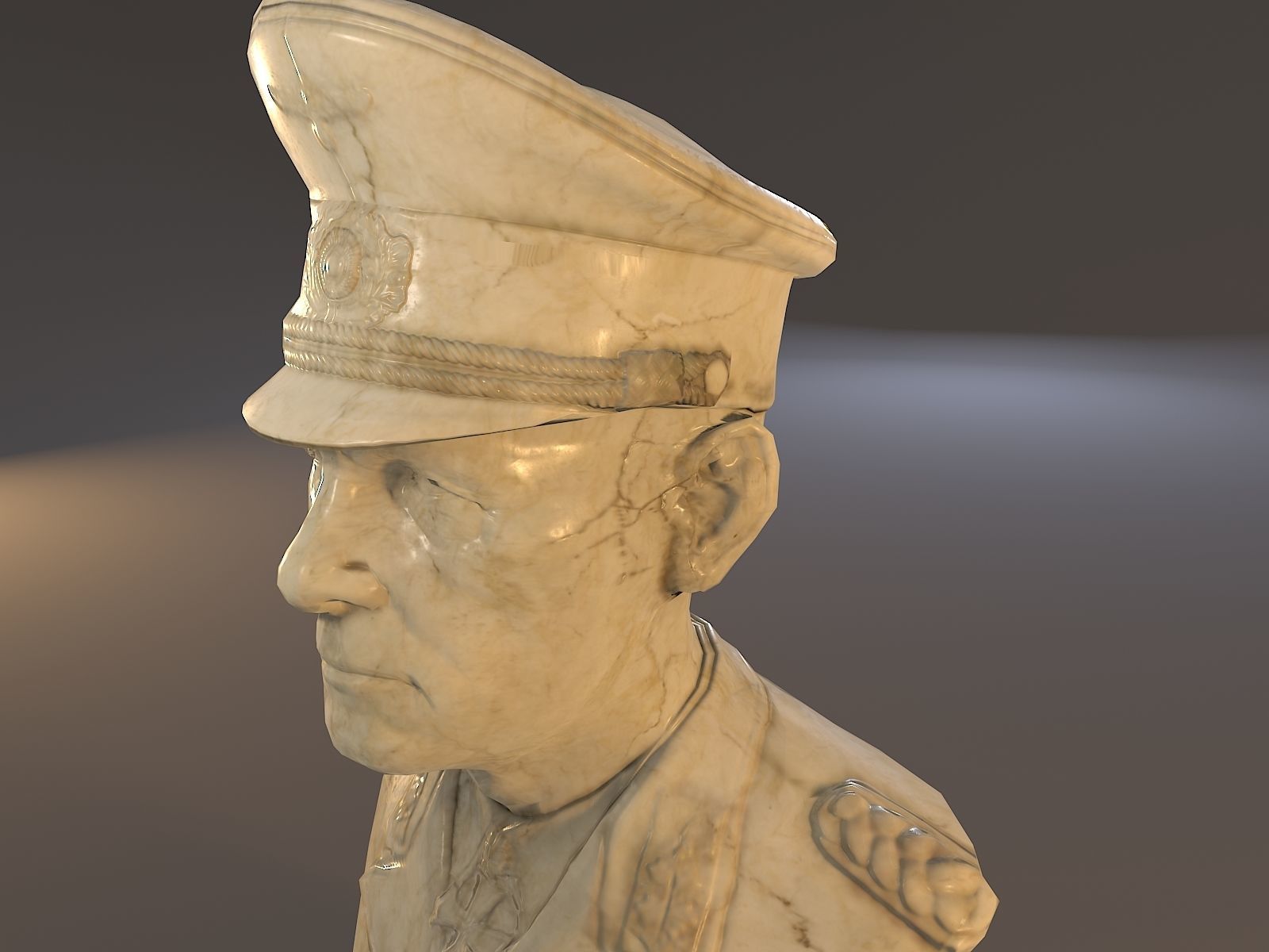 Erwin Rommel Bust Low Poly Low-poly 3D model_17