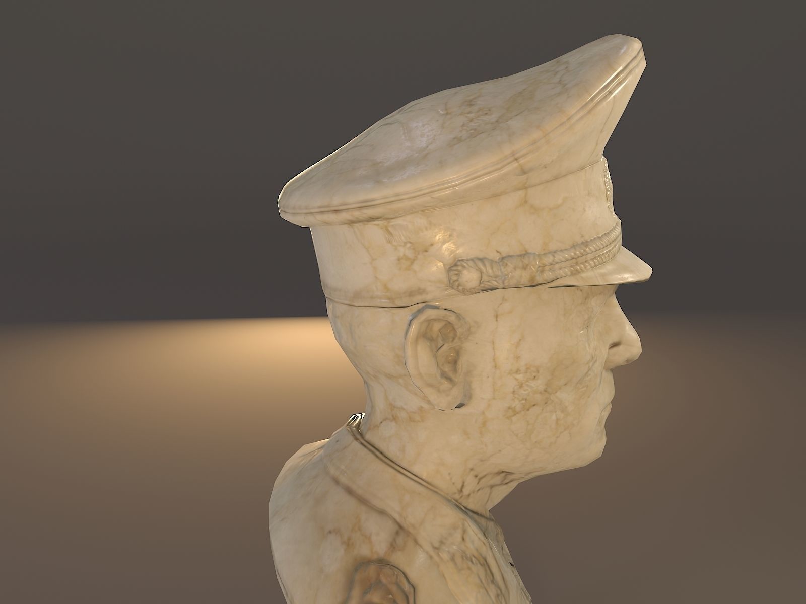 Erwin Rommel Bust Low Poly Low-poly 3D model_19
