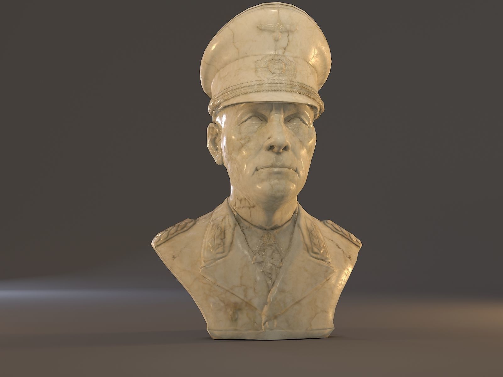 Erwin Rommel Bust Low Poly Low-poly 3D model_12
