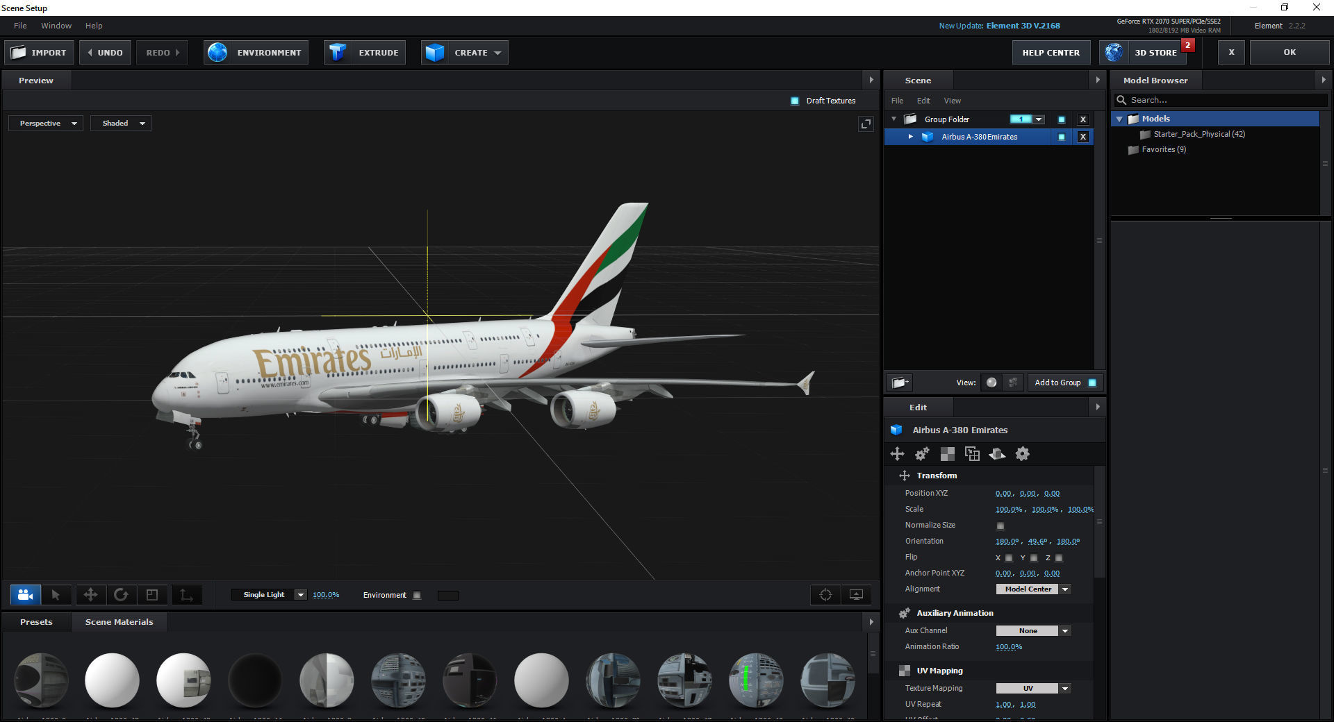 Airbus A380 Fly Emirates - Element 3D 3D model_17