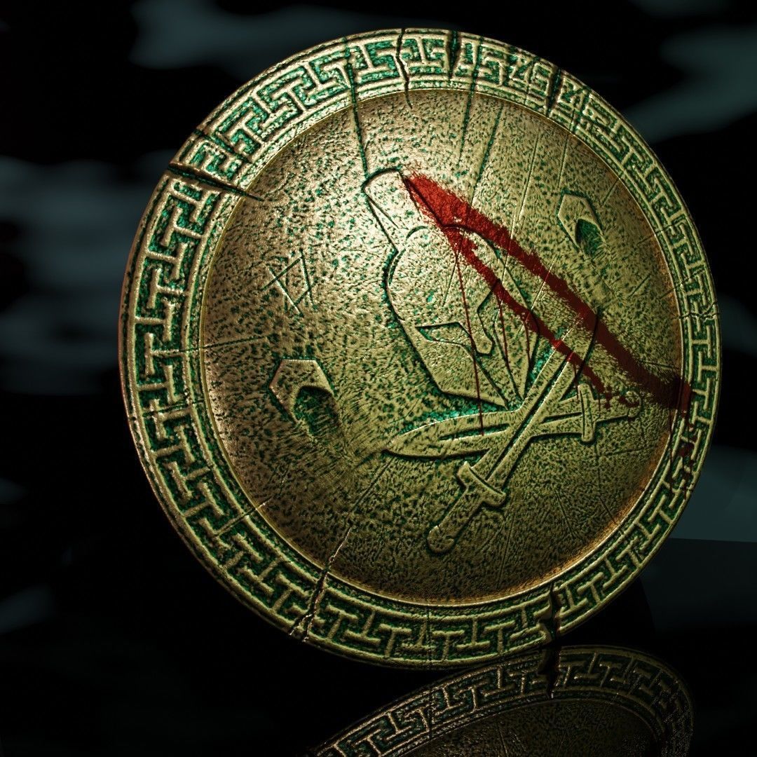 HopliteShield metal shield with blood Free low-poly 3D model_1