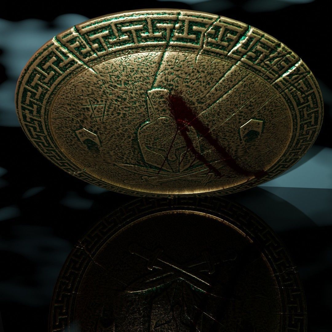 HopliteShield metal shield with blood Free low-poly 3D model_2