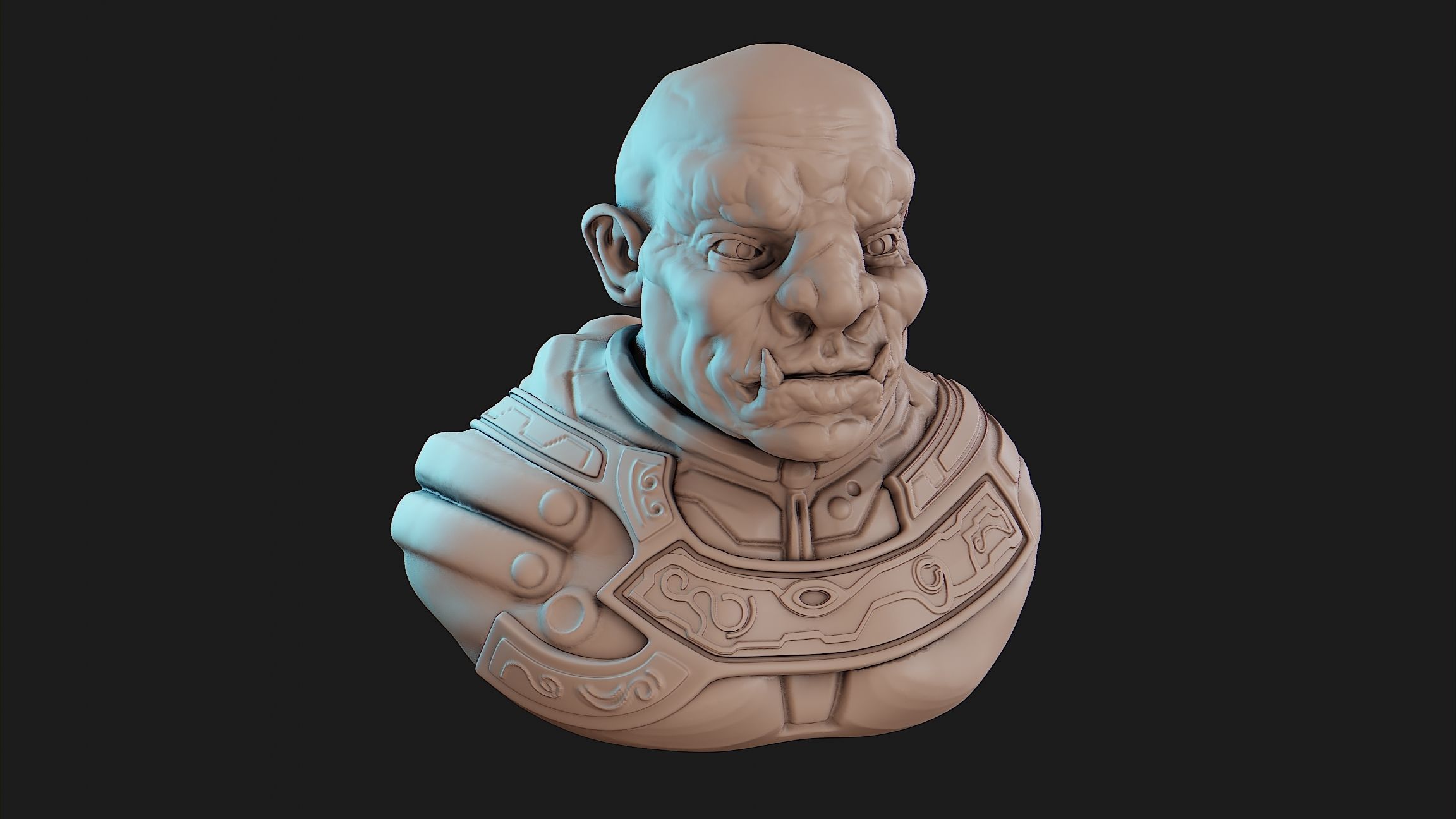 Sci fi ogre bust creature 3D print model