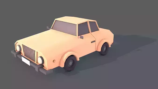 car - low poly orange Free low-poly 3D model