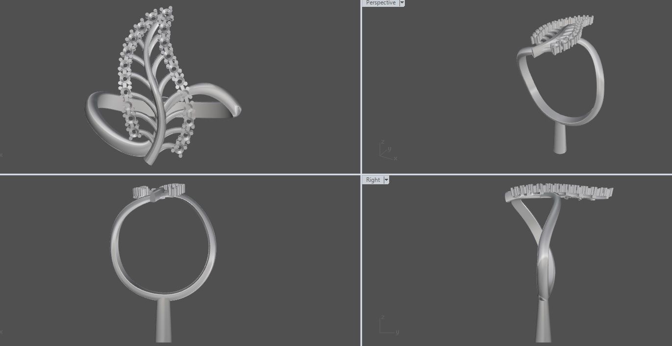 Leaves Diamond Ring  3D print model_1