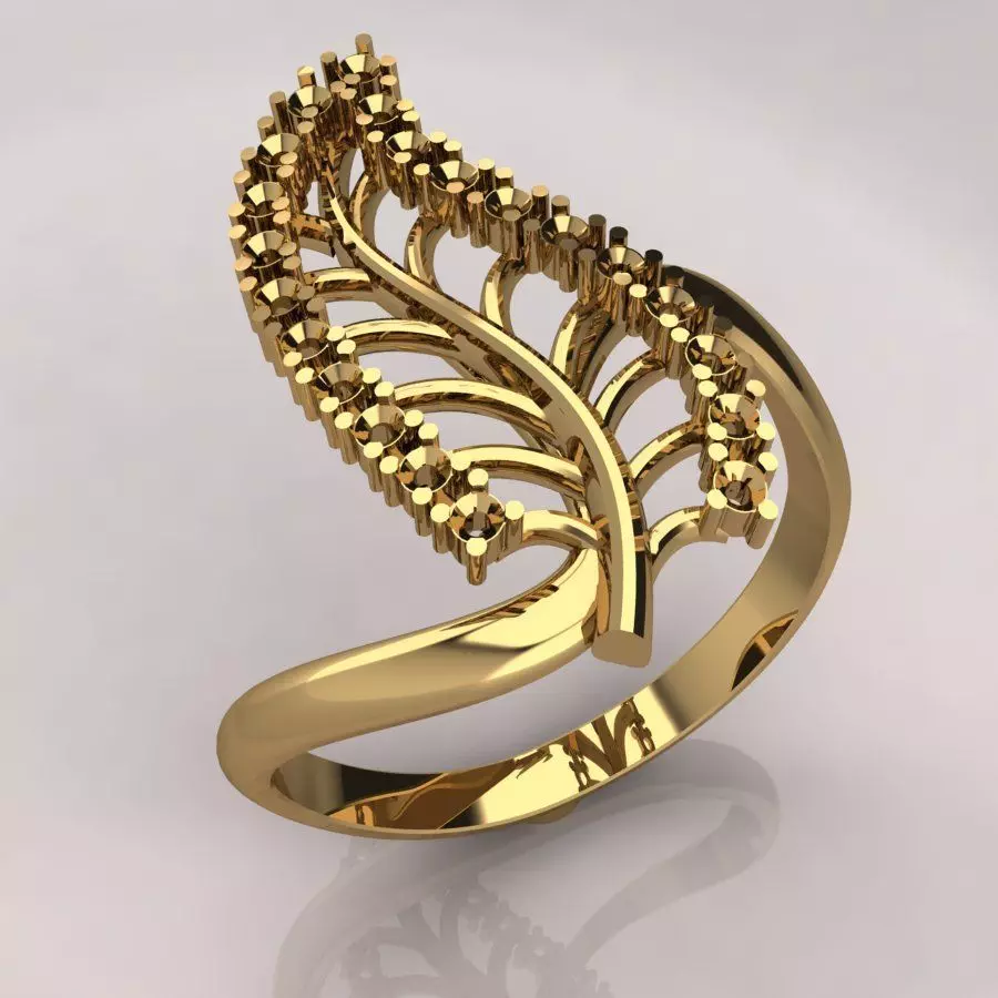 Leaves Diamond Ring  3D print model_0