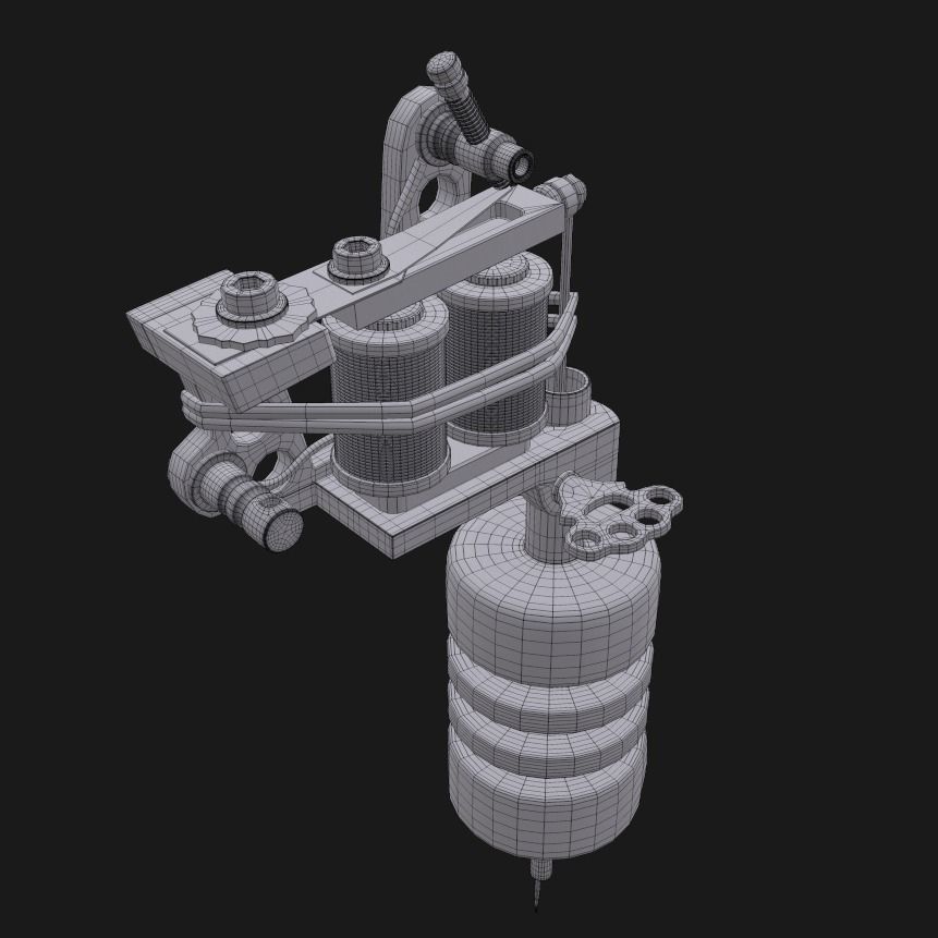 Tattoo machine Low-poly 3D model_1