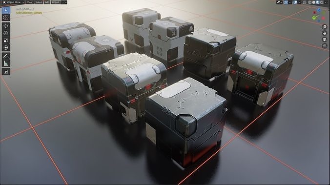 Futuristic sci-fi crate KIT  Low-poly 3D model
