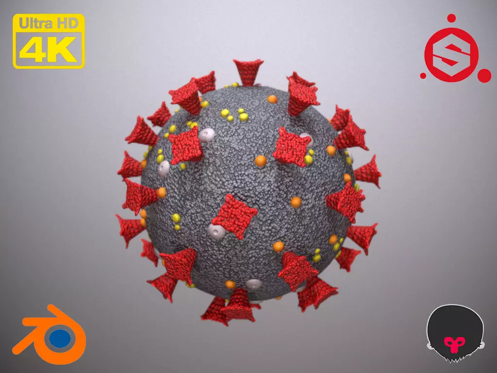 Coronavirus SARS-CoV-2 Covid-19 Low-poly 3D model