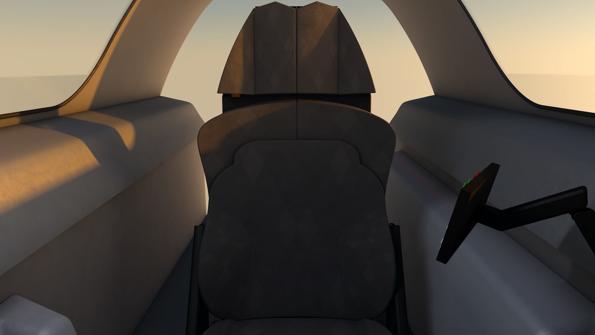 LowPoly Sci-fi spacecraft cockpit interior Low-poly 3D model_2