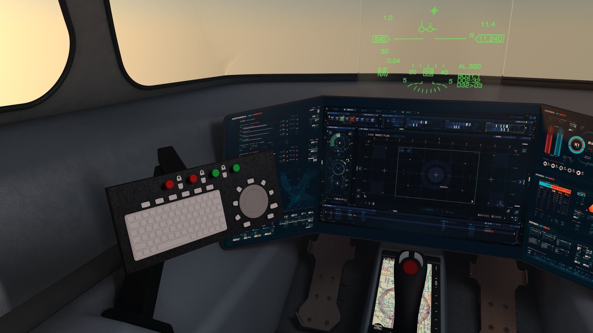 LowPoly Sci-fi spacecraft cockpit interior Low-poly 3D model_8