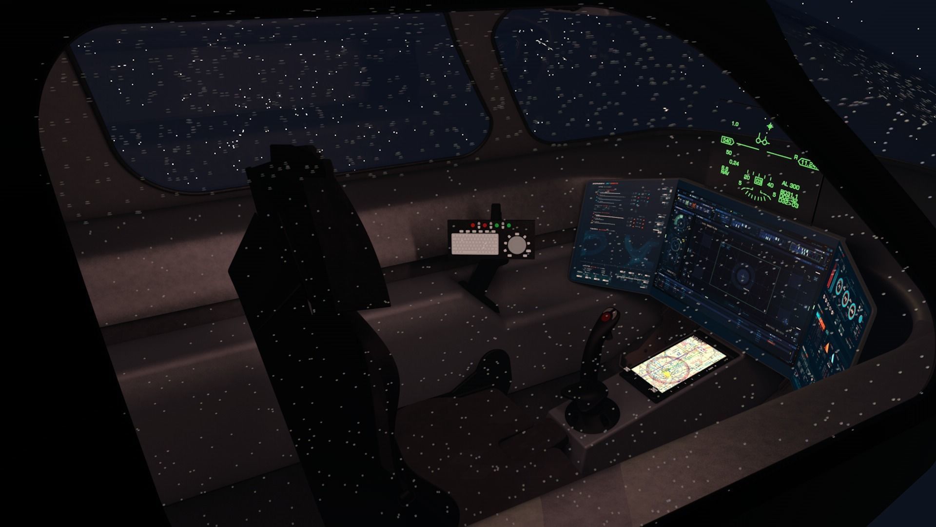 LowPoly Sci-fi spacecraft cockpit interior Low-poly 3D model_4