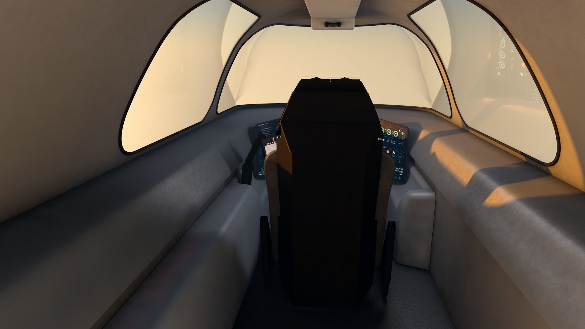 LowPoly Sci-fi spacecraft cockpit interior Low-poly 3D model_9