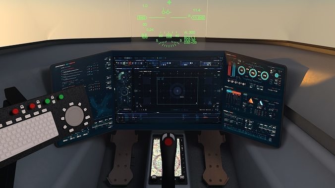 LowPoly Sci-fi spacecraft cockpit interior Low-poly 3D model