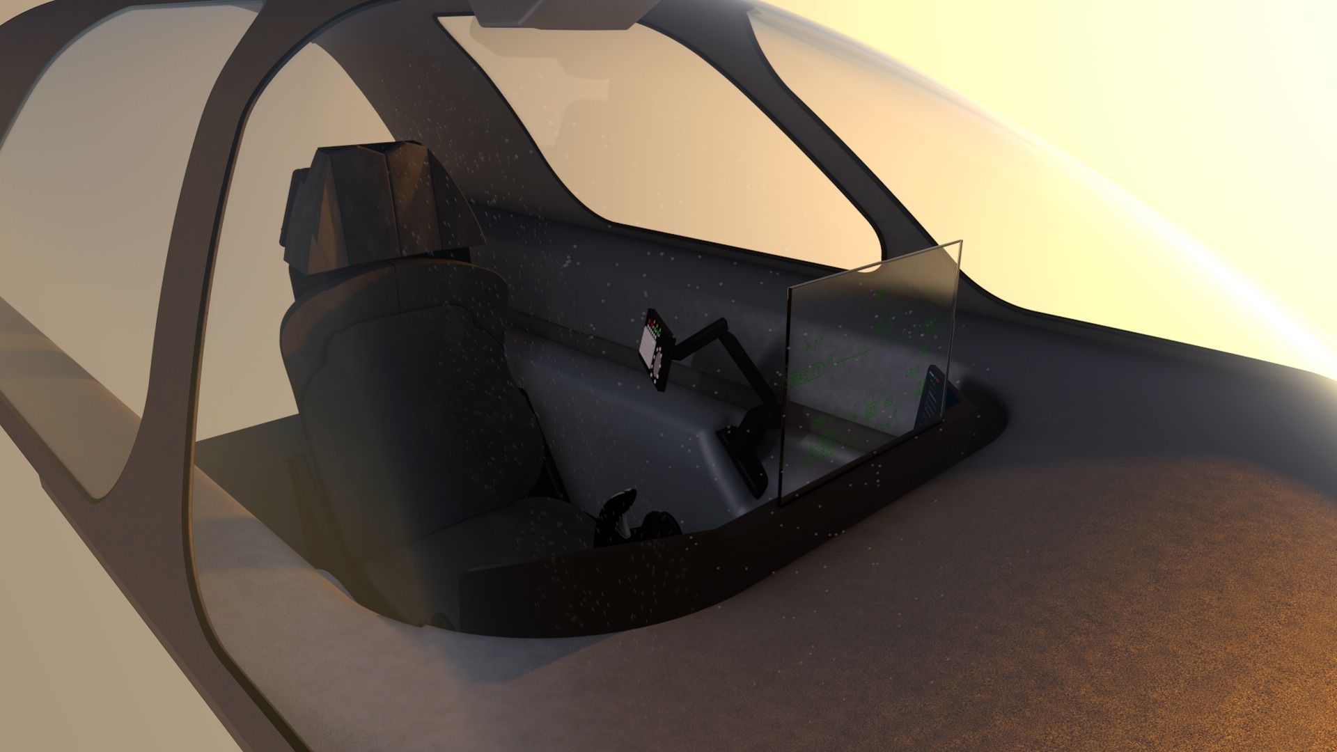 LowPoly Sci-fi spacecraft cockpit interior Low-poly 3D model_7