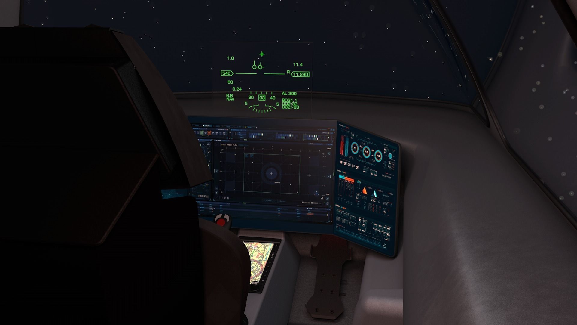 LowPoly Sci-fi spacecraft cockpit interior Low-poly 3D model_14