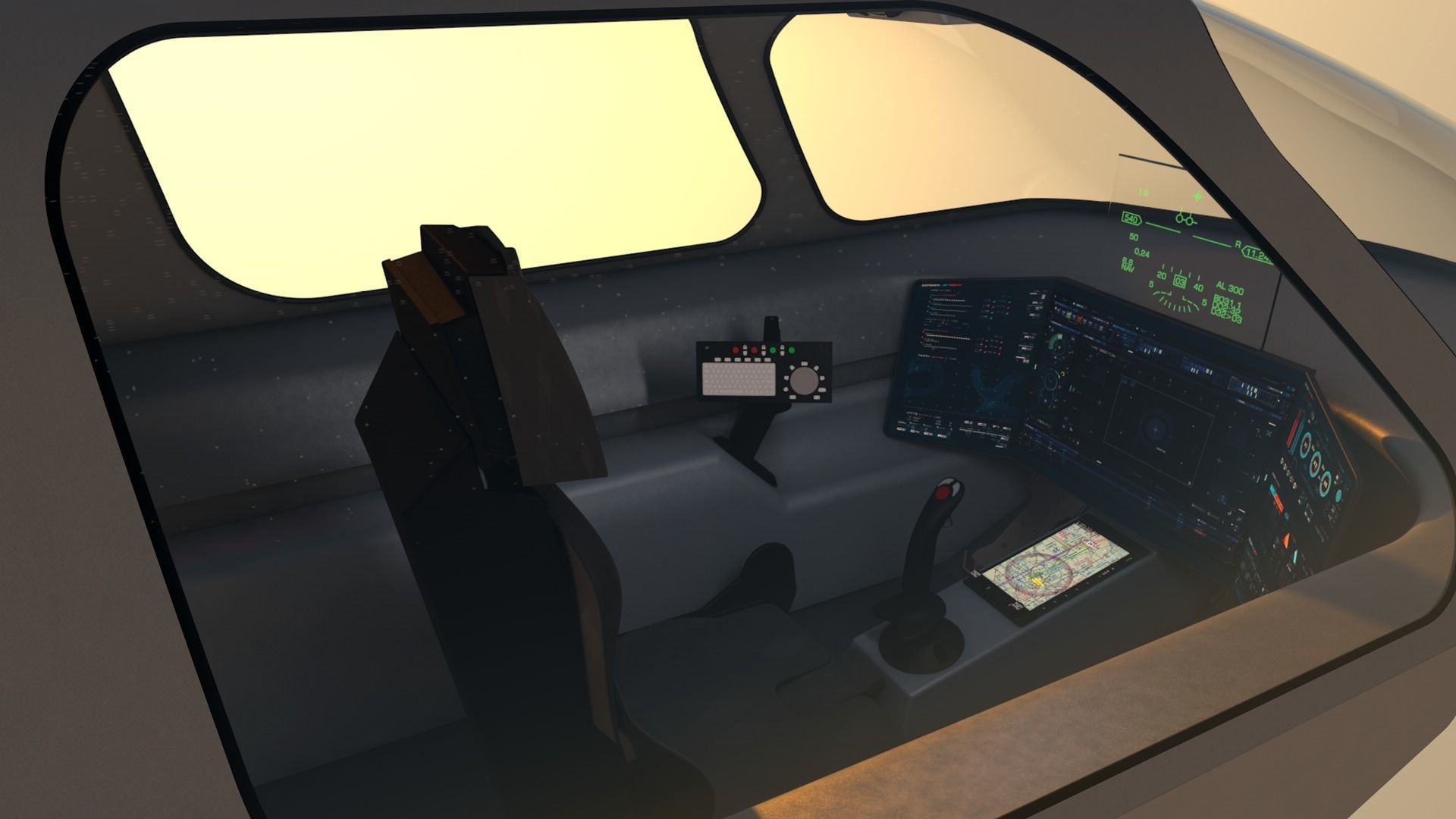 LowPoly Sci-fi spacecraft cockpit interior Low-poly 3D model_1