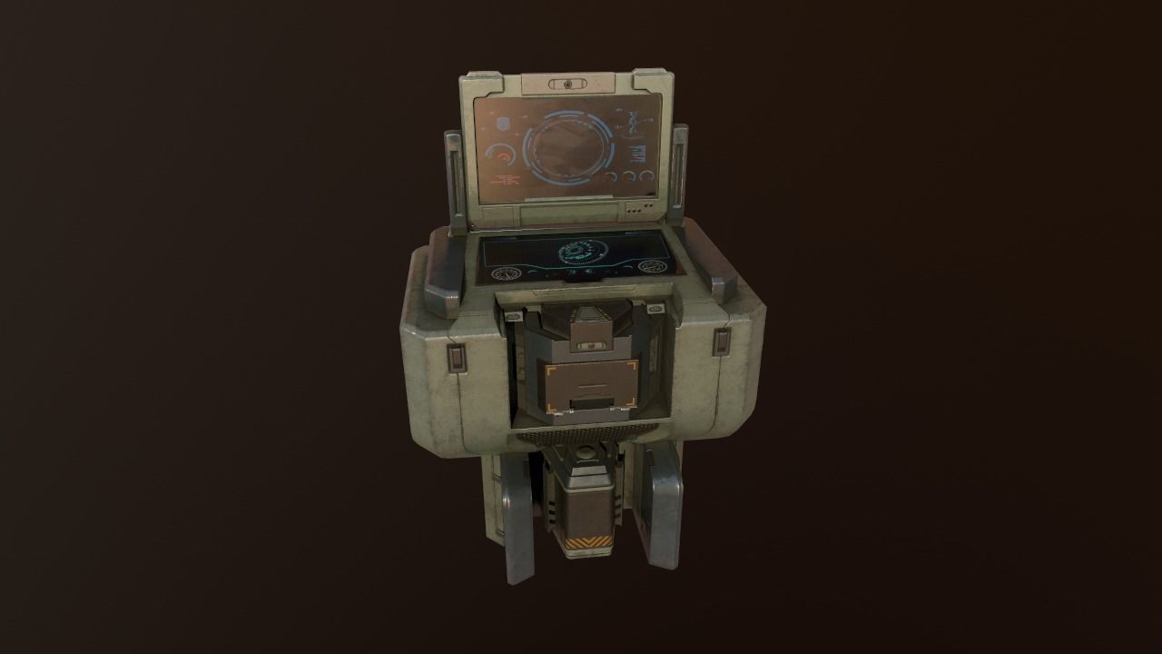 computer PBR Game Ready Low-poly 3D model robot Low-poly 3D model_4