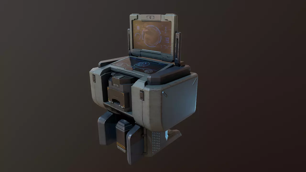 computer PBR Game Ready Low-poly 3D model robot Low-poly 3D model_0