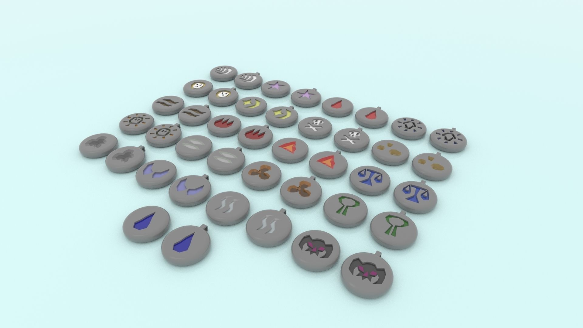 3D Printable RuneScape Runes Collection With holes 3D print model_1