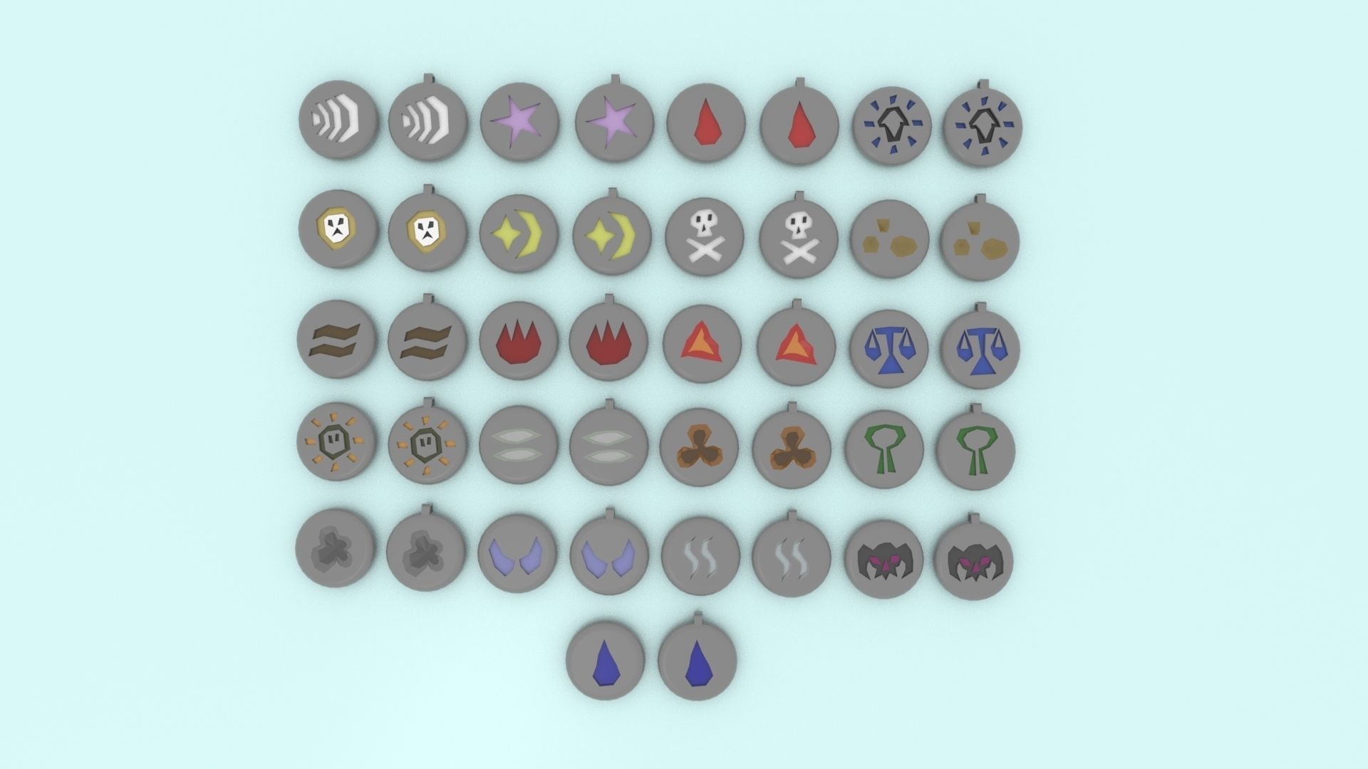 3D Printable RuneScape Runes Collection With holes 3D print model_6