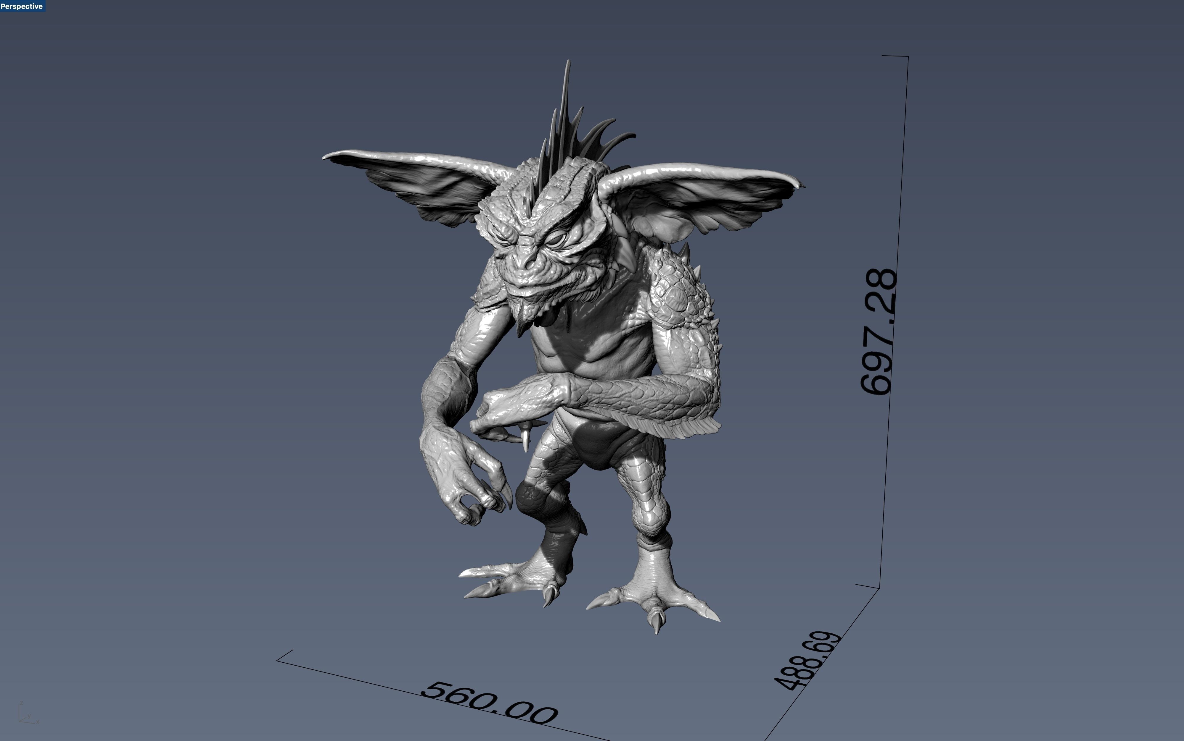 Gremlin Mohawk lifesize 3D print model_2