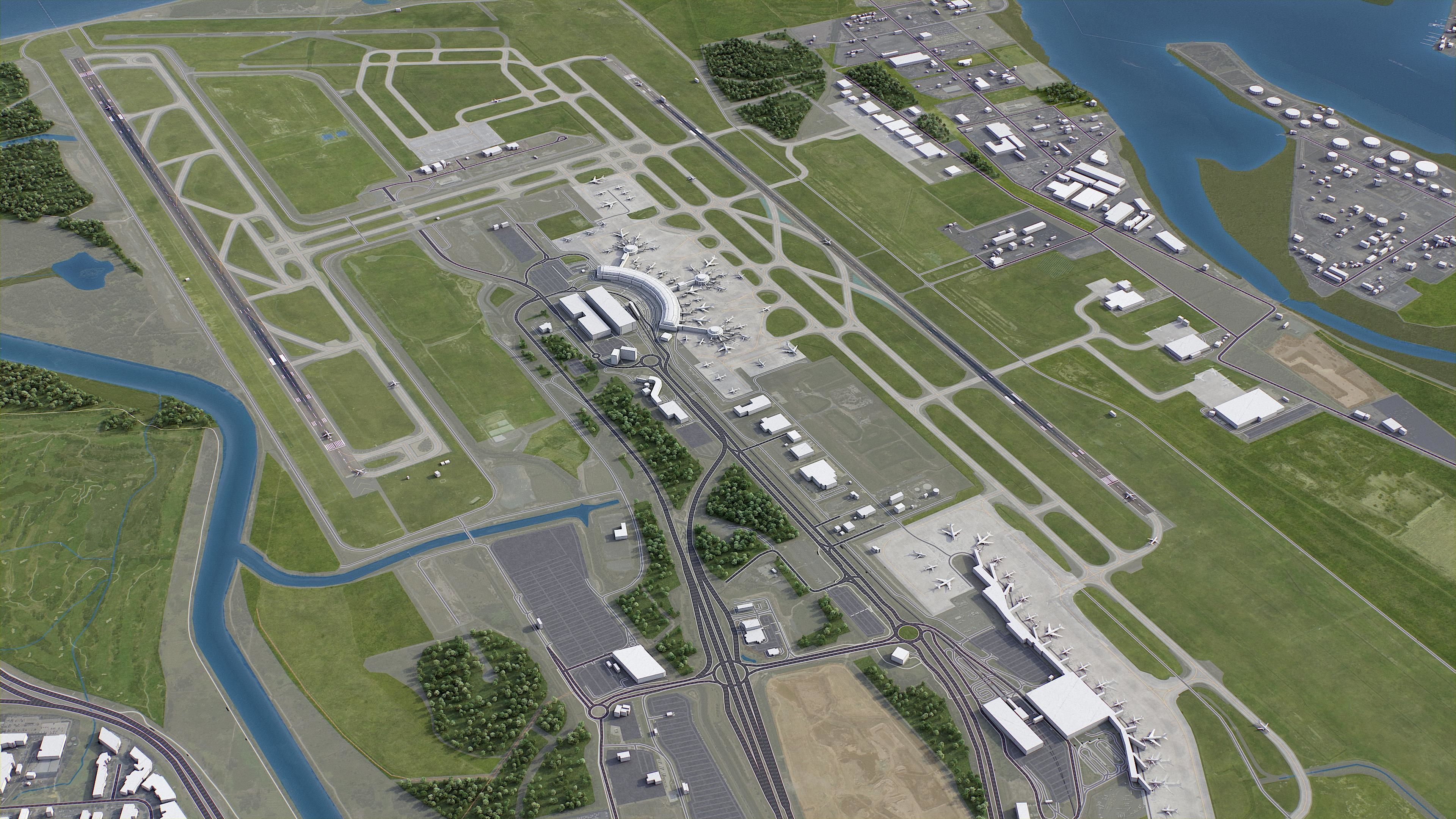 Brisbane Airport Low-poly 3D model_6