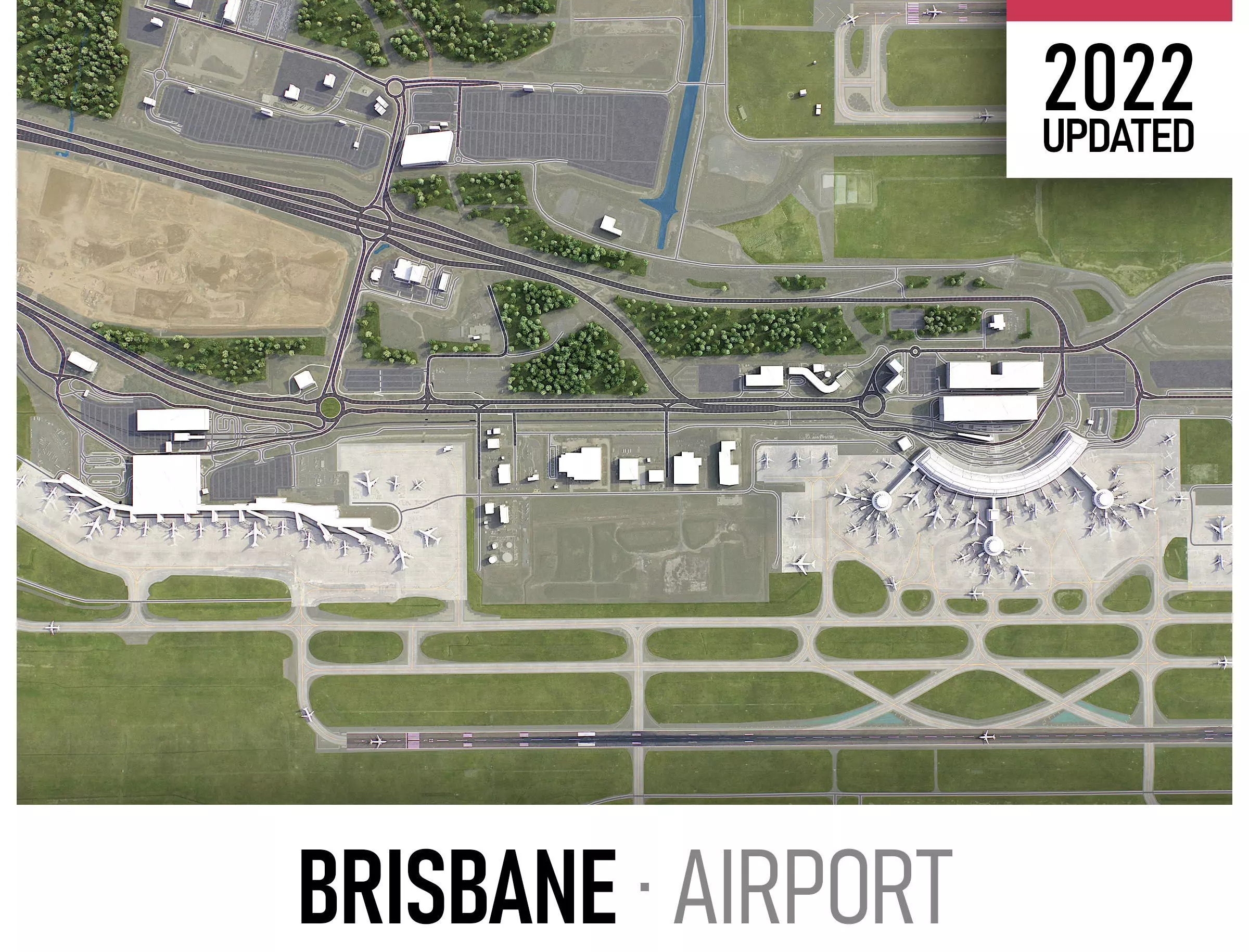 Brisbane Airport Low-poly 3D model_0