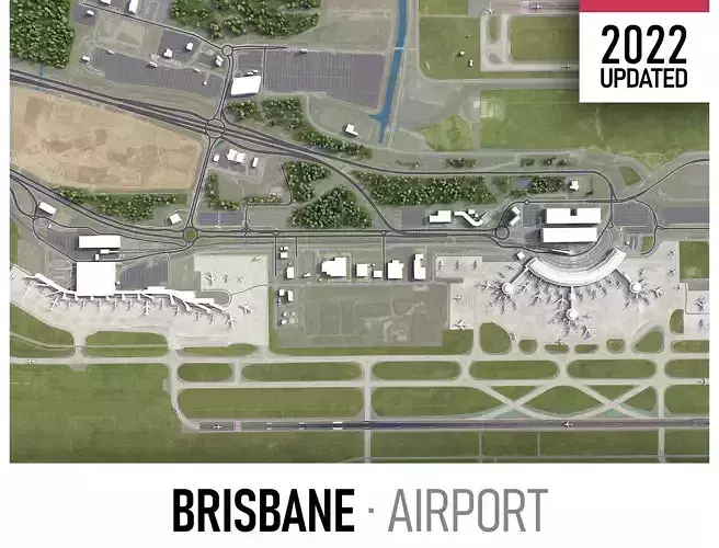 Brisbane Airport Low-poly 3D model