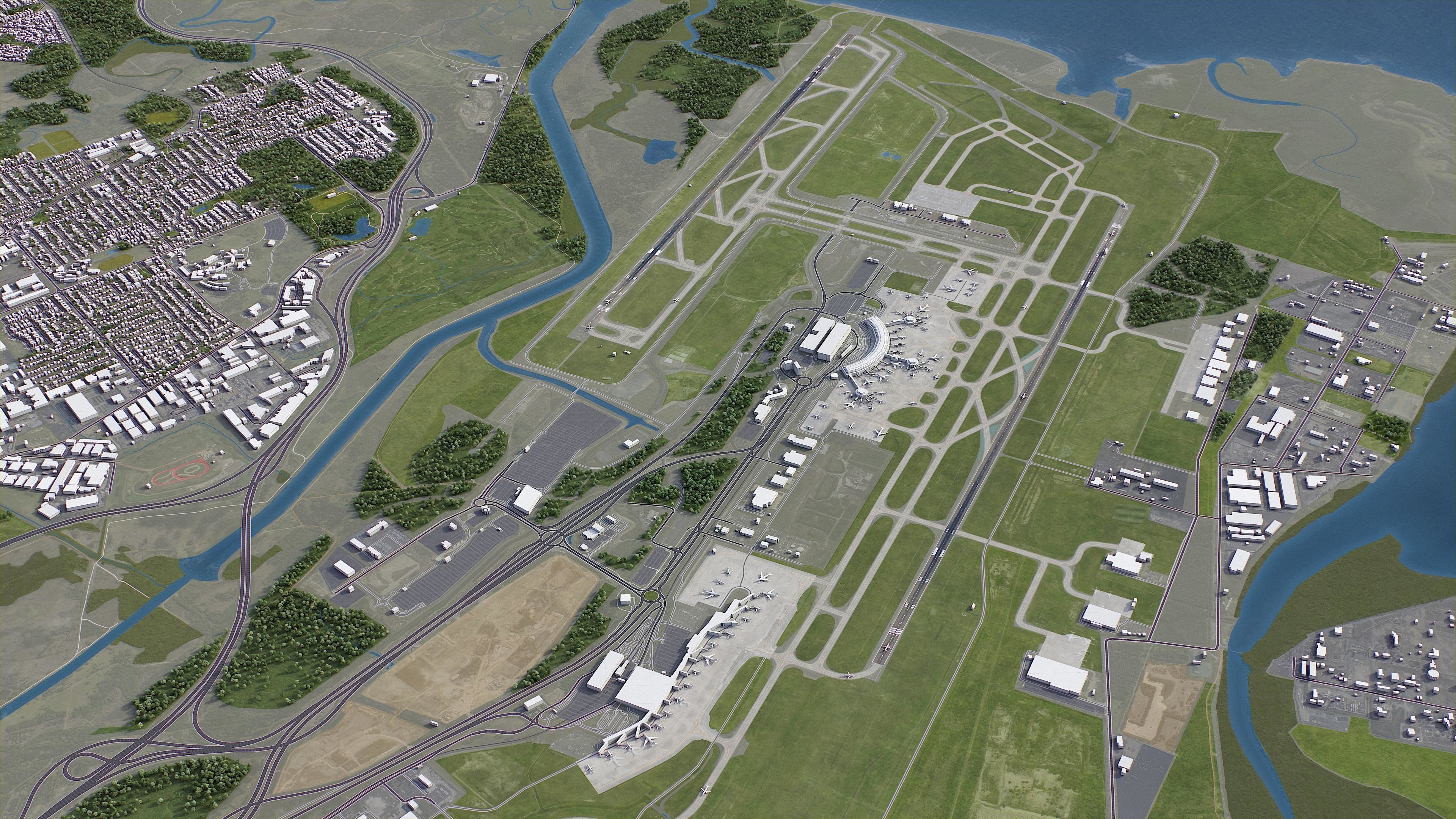 Brisbane Airport Low-poly 3D model_1