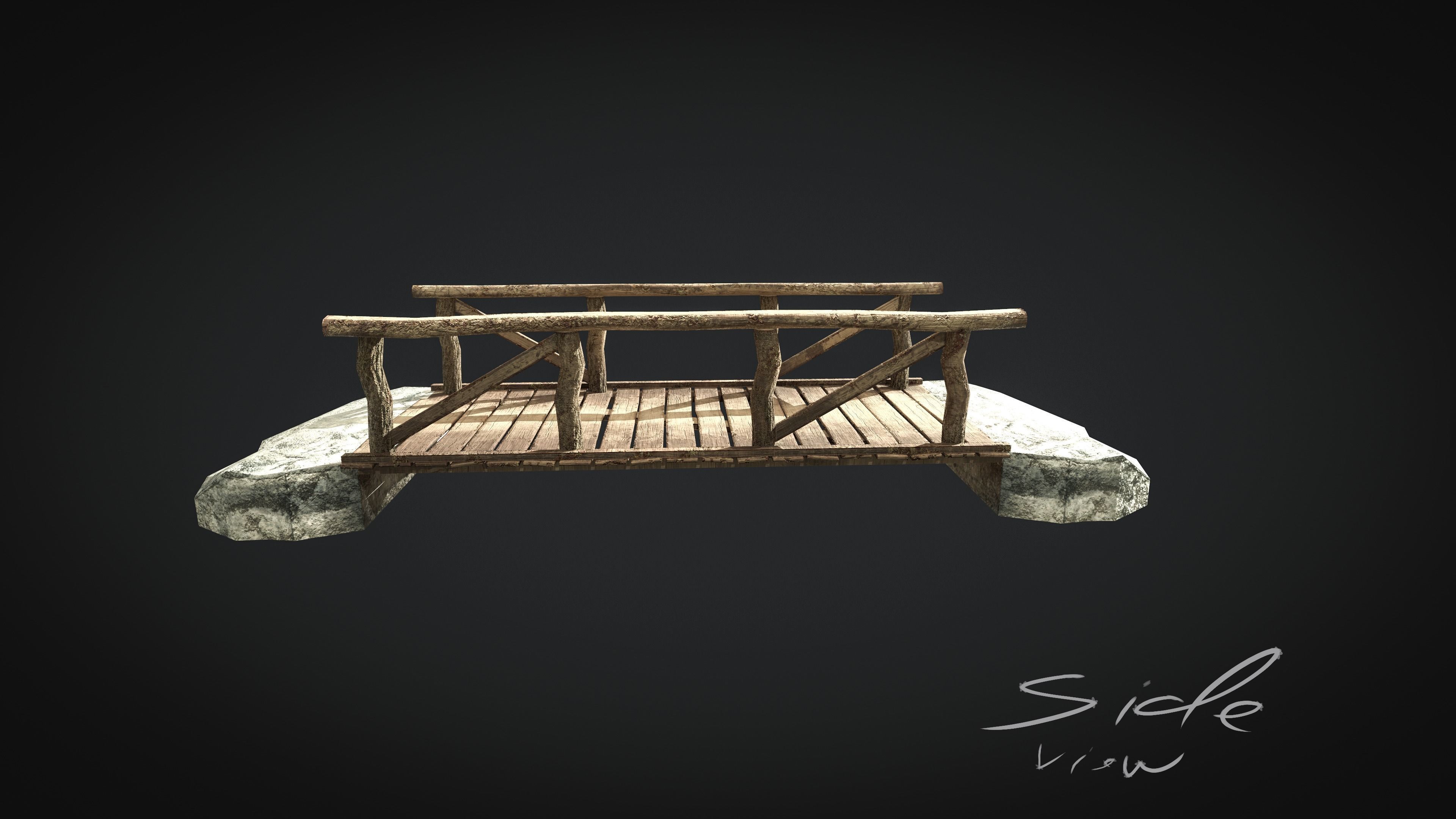 Old Village Bridge Low Poly  Low-poly 3D model_2