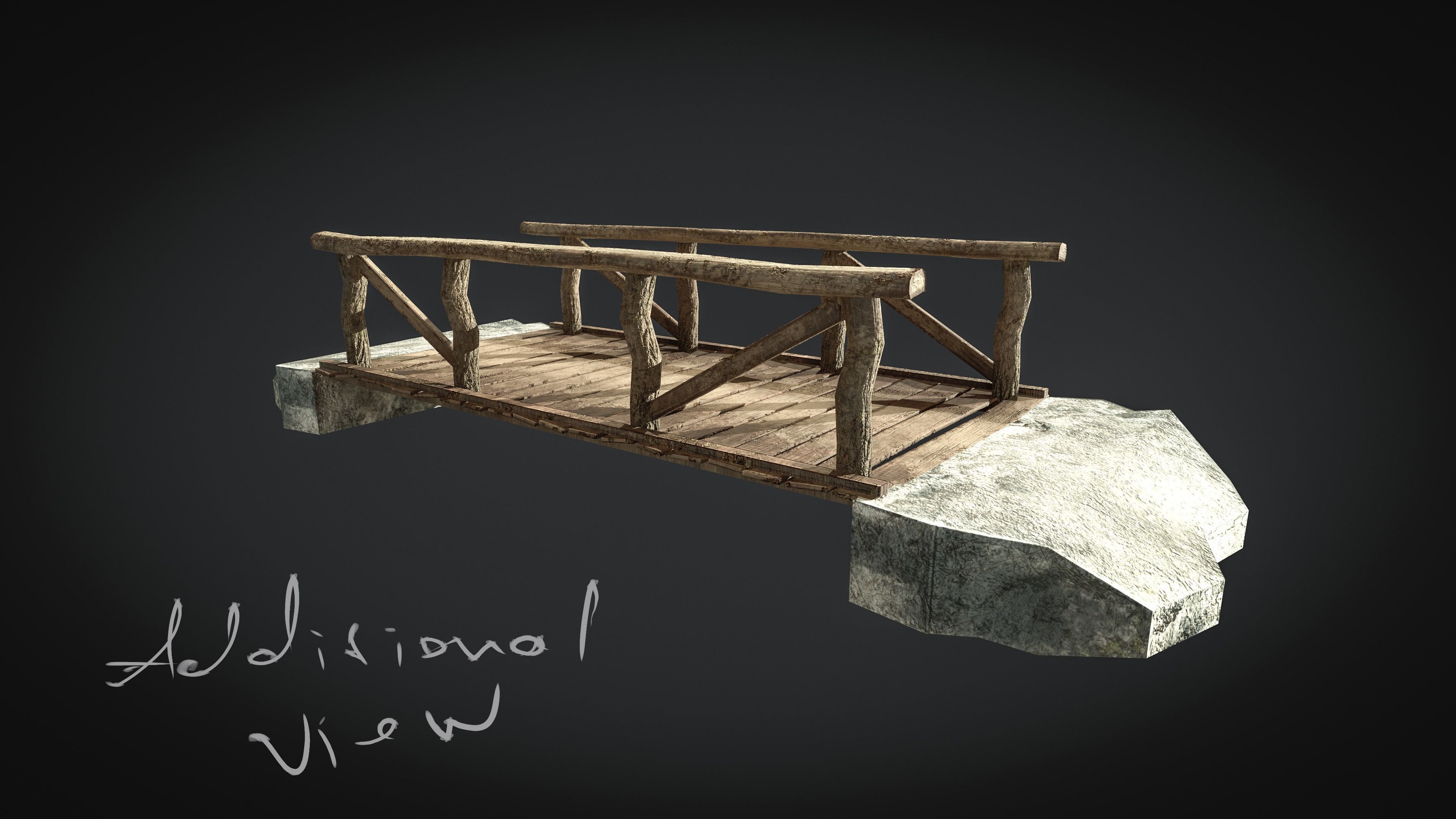 Old Village Bridge Low Poly  Low-poly 3D model_4