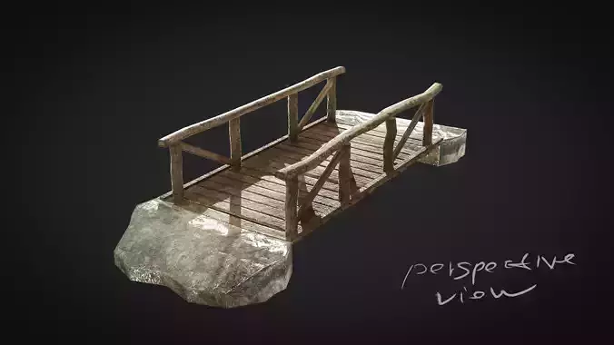 Old Village Bridge Low Poly  Low-poly 3D model