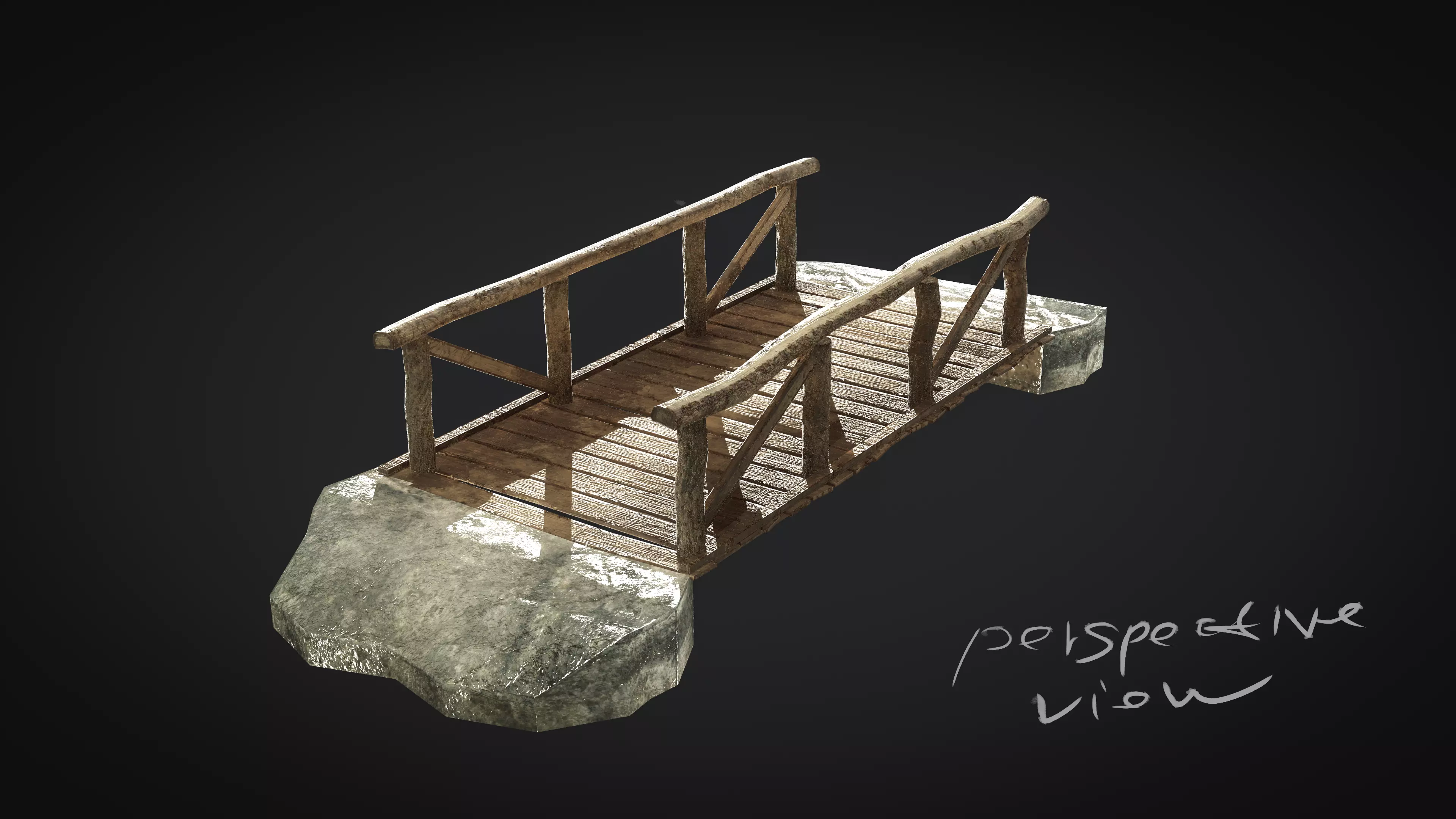 Old Village Bridge Low Poly  Low-poly 3D model_0