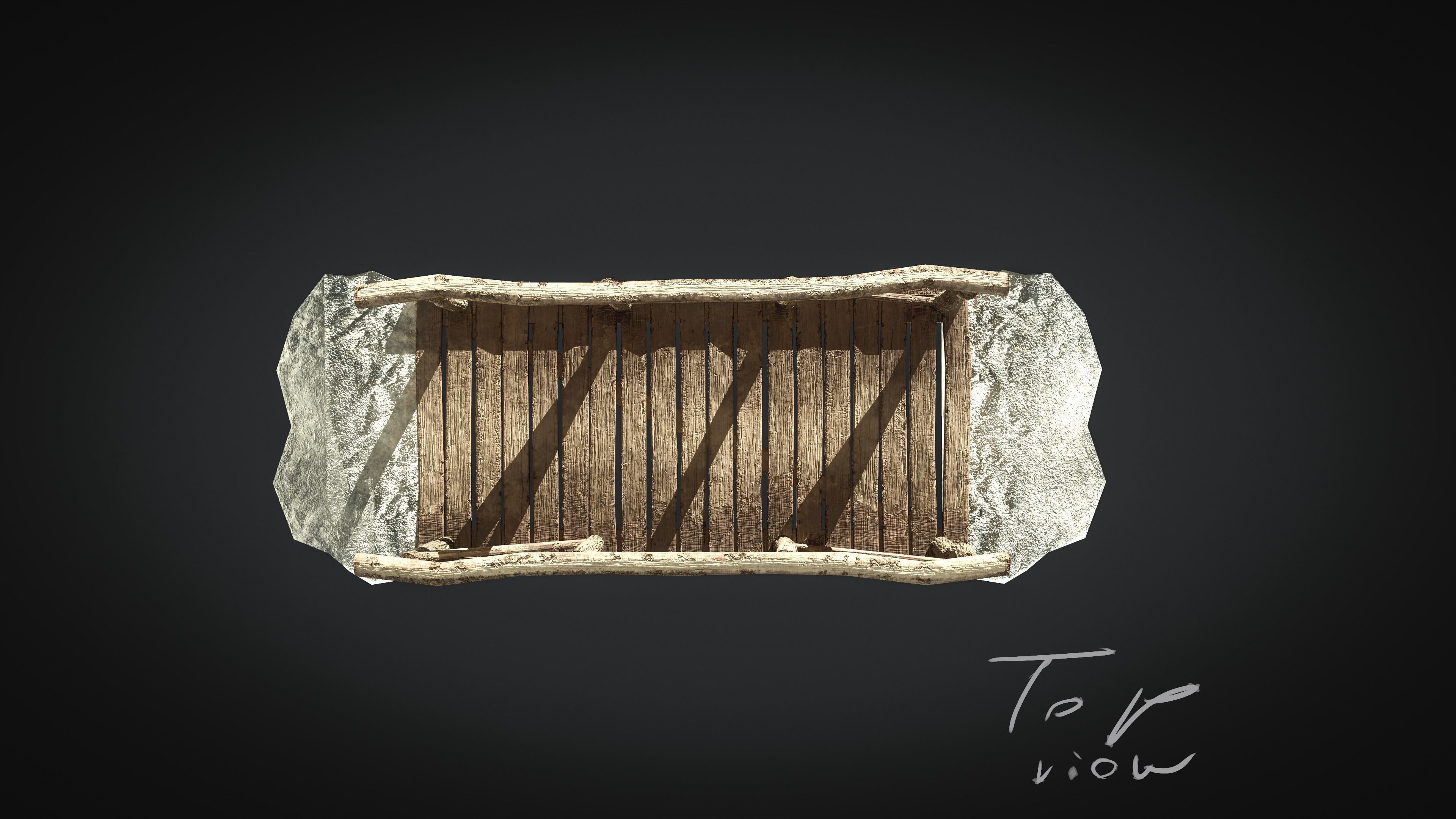 Old Village Bridge Low Poly  Low-poly 3D model_5