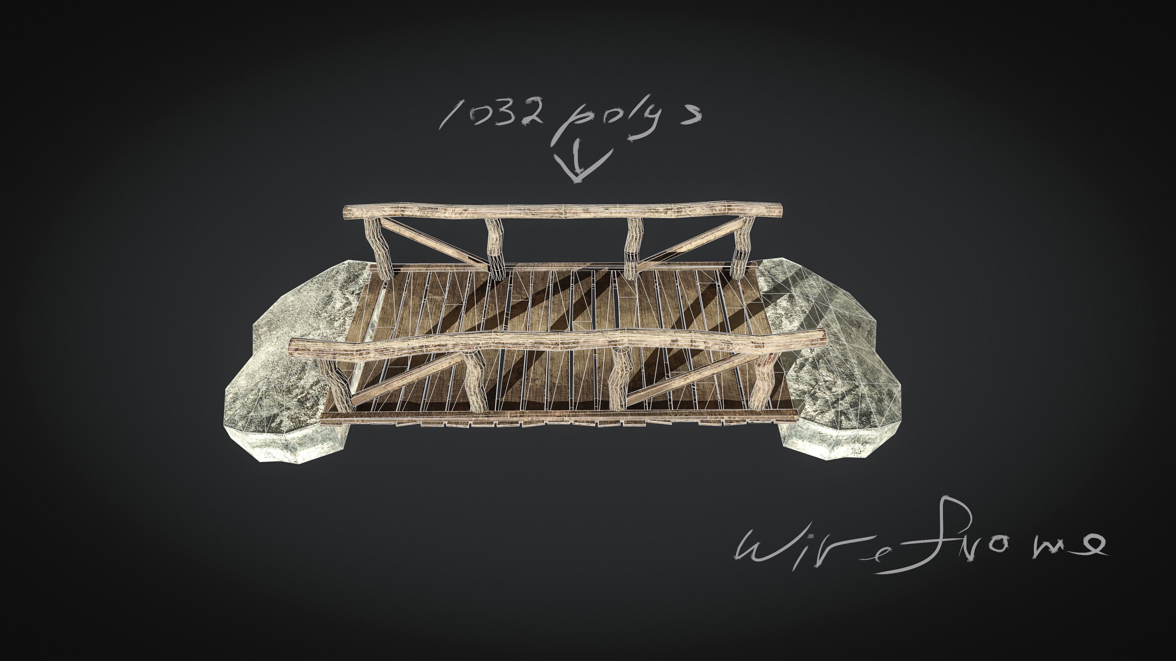 Old Village Bridge Low Poly  Low-poly 3D model_7