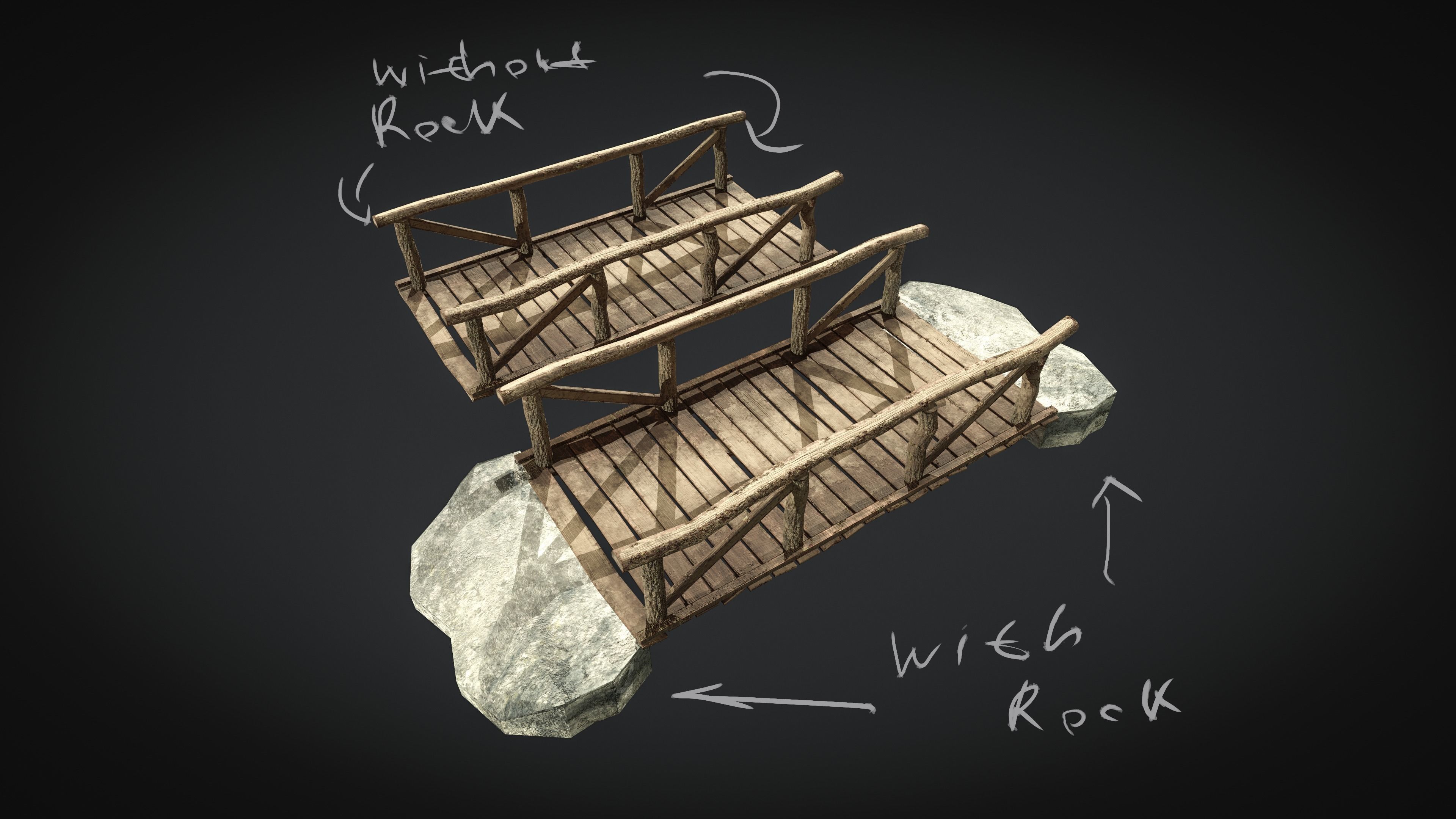 Old Village Bridge Low Poly  Low-poly 3D model_3