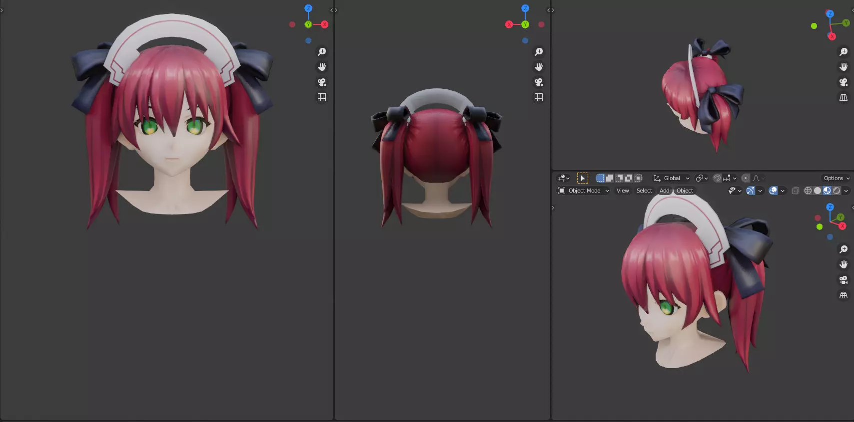 hair anime pack 20models game ready Low-poly 3D model
