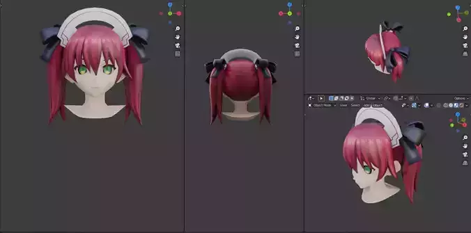 hair anime pack 20models game ready                           Low-poly 3D model
