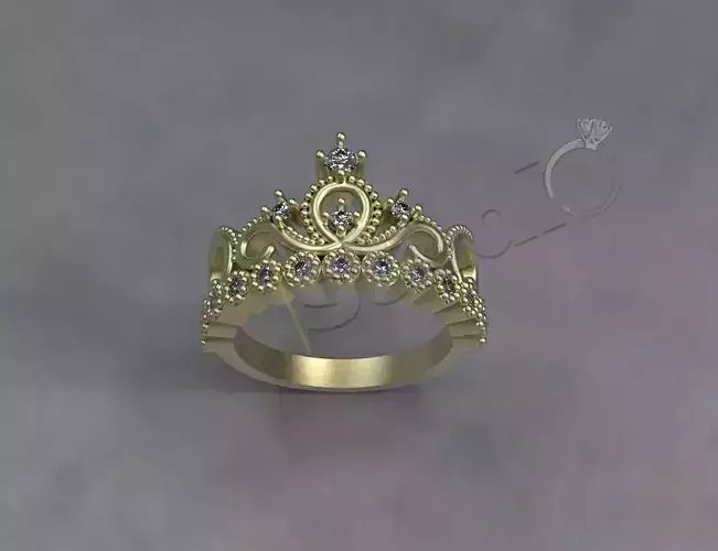 Luxury Crown ring with stones 3d print model